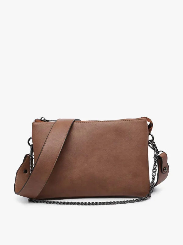 Izzy Crossbody With Chain Strap In Brown Flash Sale On Designer Bags