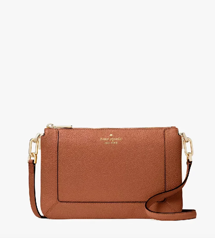 Kate Spade Lena Double Compartment Crossbody In Warm Gingerbread