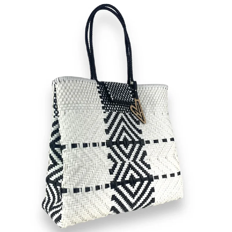 Maria Victoria | Arrow Black&White | Upcycled, Handwoven, Shoulder Tote Modern Handbags With Stylish Discounts