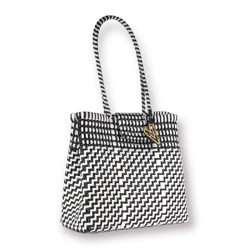 Maria Victoria | Magpie BW TC | Upcycled, Handwoven, Shoulder Bag Affordable Luxury With Top-Quality Handbags