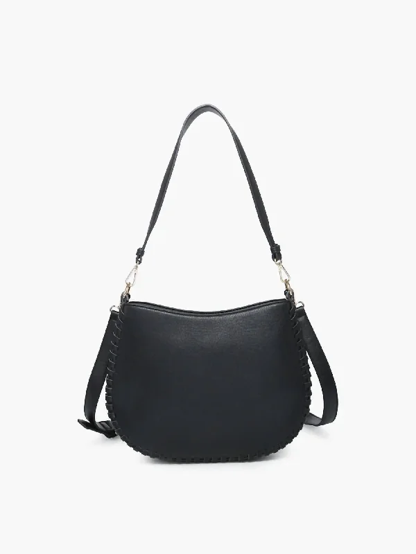 Raquel Whipstitch Trim Saddle Bag In Black Premium Bags At Special Prices