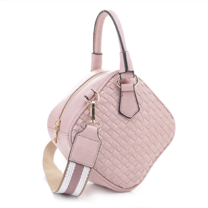 Rhombus Woven Crossbody Bag In Blush Elegant Bags, Limited Stock Available