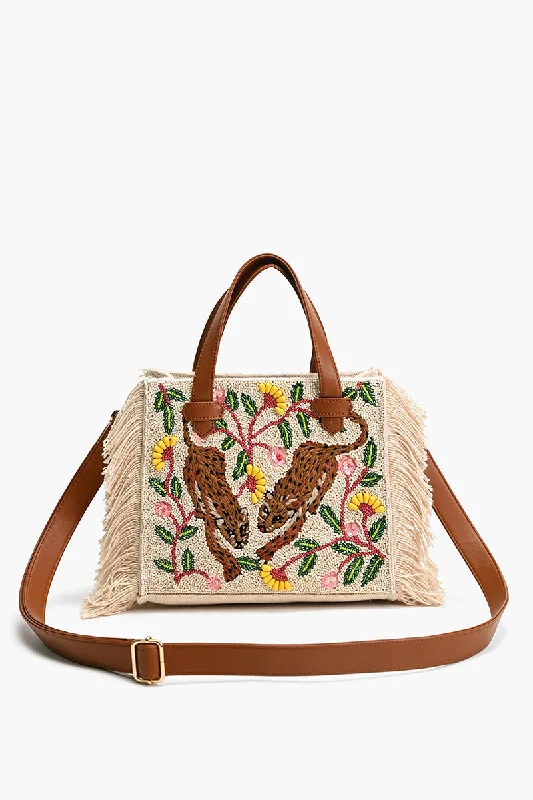 Temur Leopard Fringed Tote Don't Miss Out – Handbag Discounts