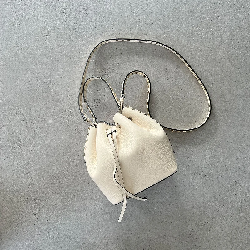 Rockstud Bucket Bag, Ivory Premium Handbags At Exclusive Prices