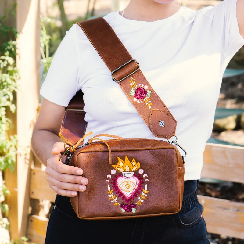 WANDER CROSSBODY BAG + WIDE ADJUSTABLE STRAP SET - EMBROIDERED LEATHER - HEARTS AFLAME Trendy Handbags At Limited-Time Discounts WANDER CROSSBODY BAG + WIDE ADJUSTABLE STRAP SET - EMBROIDERED LEATHER - HEARTS AFLAME Trendy Handbags At Limited-Time Discounts