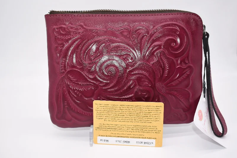 Patricia Nash Cassini Wristlet in Burnished Tooled Magenta Premium Bags, Special Prices