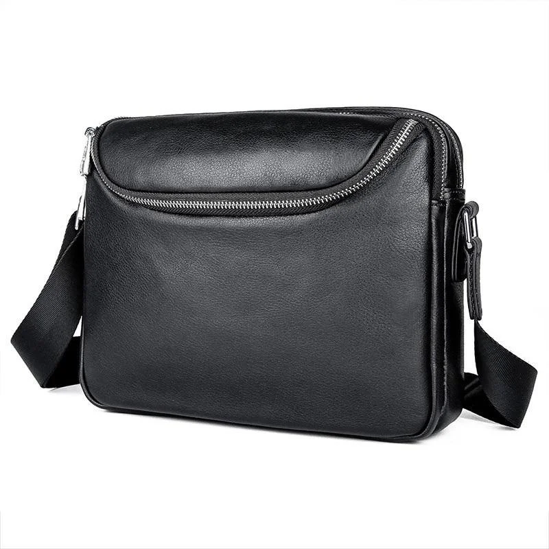 Black Cool Leather 10 inches Large Zipper Messenger Bag Handbag Shoulder Bag For Men Unmissable Deals On High-Quality Designer Bags Black Cool Leather 10 inches Large Zipper Messenger Bag Handbag Shoulder Bag For Men Unmissable Deals On High-Quality Designer Bags