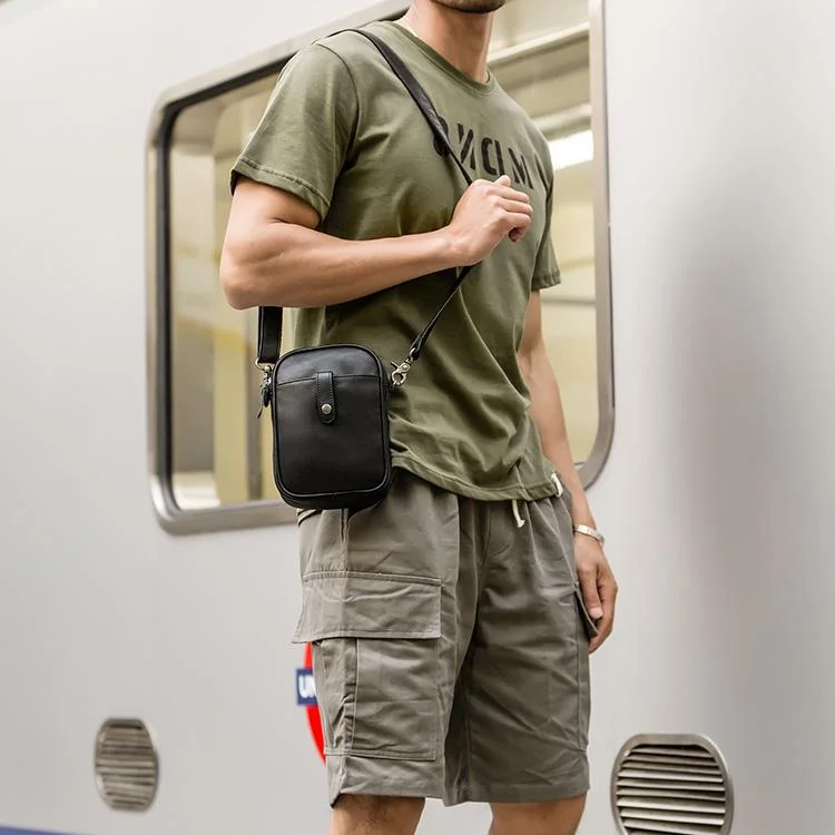 Black Leather Mens Small Belt Pouch Phone Shoulder Bag Belt Bag Side Bag for men Fashion-Forward Bags At Exclusive Promotional Prices Black Leather Mens Small Belt Pouch Phone Shoulder Bag Belt Bag Side Bag for men Fashion-Forward Bags At Exclusive Promotional Prices