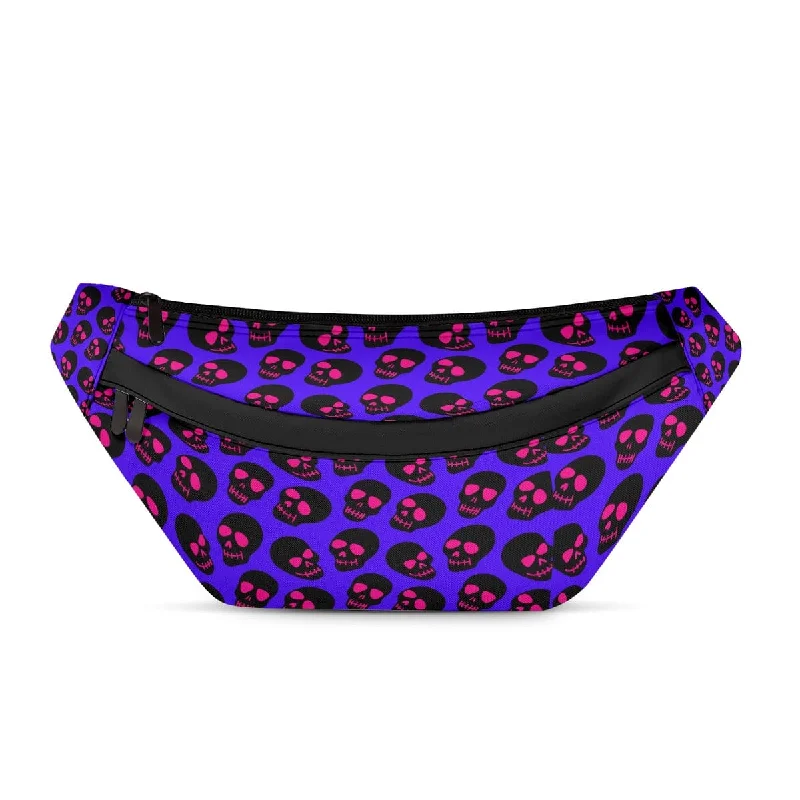 Blue Background With Black Skull & Red Eyes Large Fanny Bag Statement Bags, Shop Today Blue Background With Black Skull & Red Eyes Large Fanny Bag Statement Bags, Shop Today