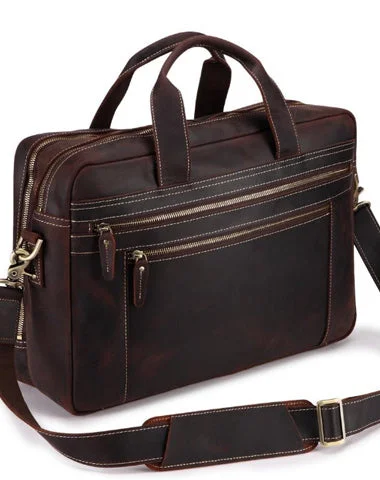 Dark Brown Large Leather Men's Professional Briefcase 17‘’ Laptop Handbag Briefcase Business Briefcase For Men Statement Handbags At Unbeatable Discounts Dark Brown Large Leather Men's Professional Briefcase 17‘’ Laptop Handbag Briefcase Business Briefcase For Men Statement Handbags At Unbeatable Discounts