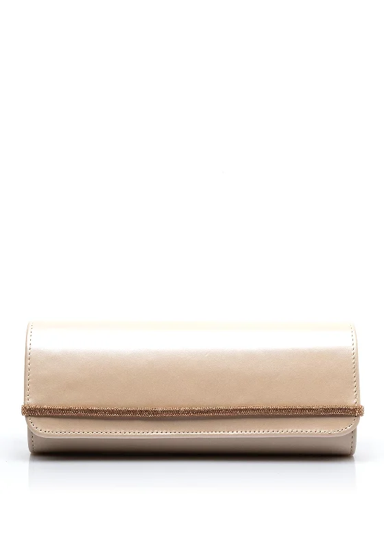 Emis Leather Embellished Clutch Bag, Rose Gold Luxury Handbags, Budget-Friendly