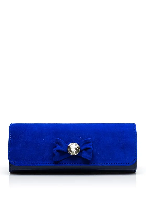 Emis Suede Bow Clutch Bag, Cobalt Best Handbag Sale Of The Season