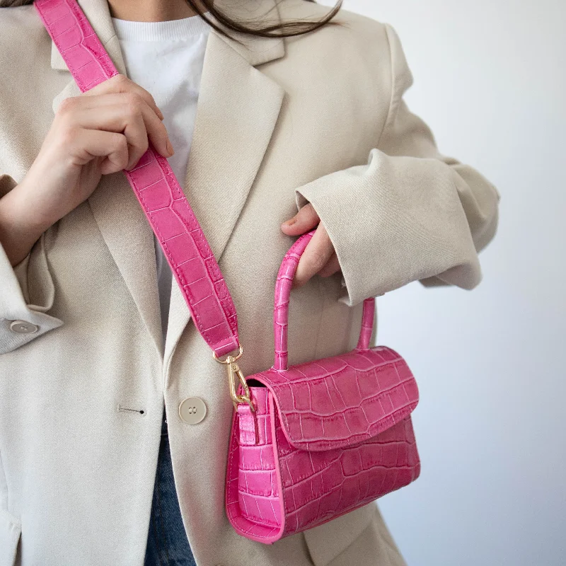 'LA' Grab Bag | Pink Glossy Croc Luxury Totes, Affordable Prices