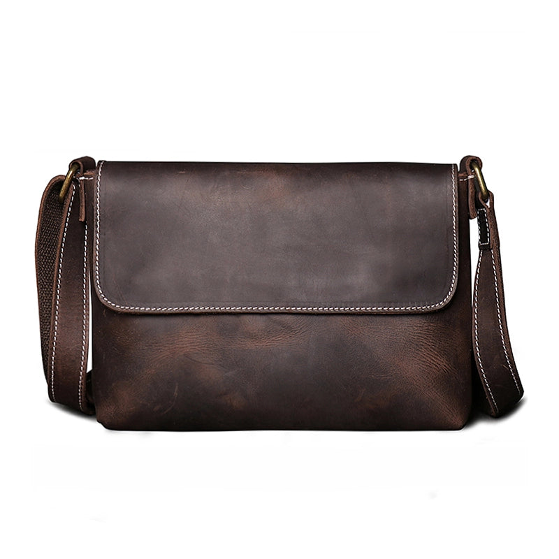Small Crazy Horse Leather Messenger Bag Stylish And Durable Handbags At Great Value