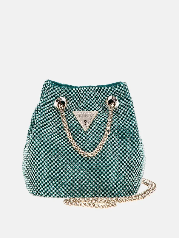 Guess Lua Rhinestone Mini Bucket Bag, Emerald Shop Stylish Bags At Unbeatable Prices