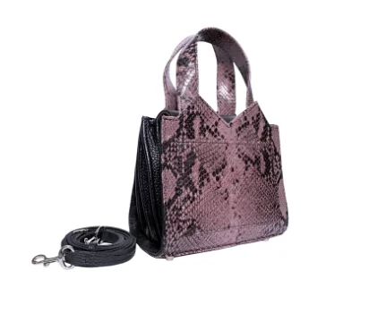 MARTE EGELE PURPLE BUI MINI TOP HANDLE, Geometric Lilac snakeskin, and Magnetic Closure Handbag Luxury Handbags At Budget-Friendly Rates