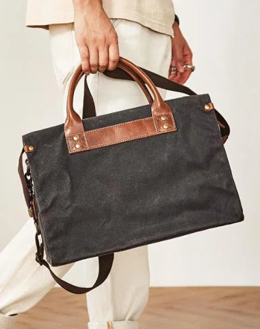 Mens Green Canvas Leather 14inch Black Briefcase Handbag Work Bag Business Side Bag for Men Trendy Backpacks With Big Discounts Mens Green Canvas Leather 14inch Black Briefcase Handbag Work Bag Business Side Bag for Men Trendy Backpacks With Big Discounts