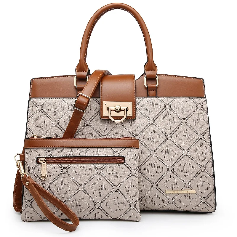 Monogram Flap Satchel with Matching Wristlet Designer Bags, Low Prices