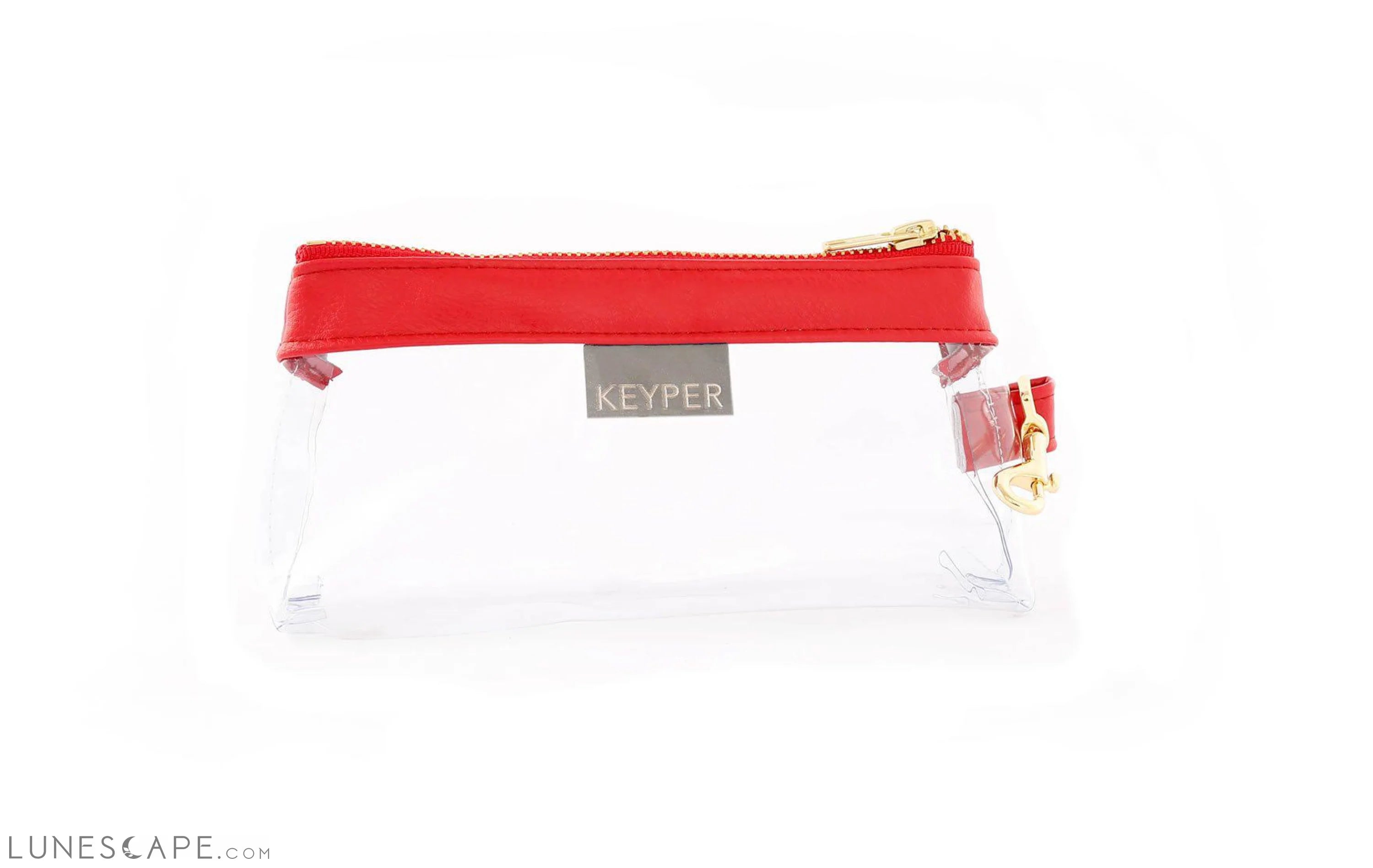 Perfect Red CLEAR Bag  - Vegan Leather Trim Trendy And Classic Bags Now At Unbeatable Discounts