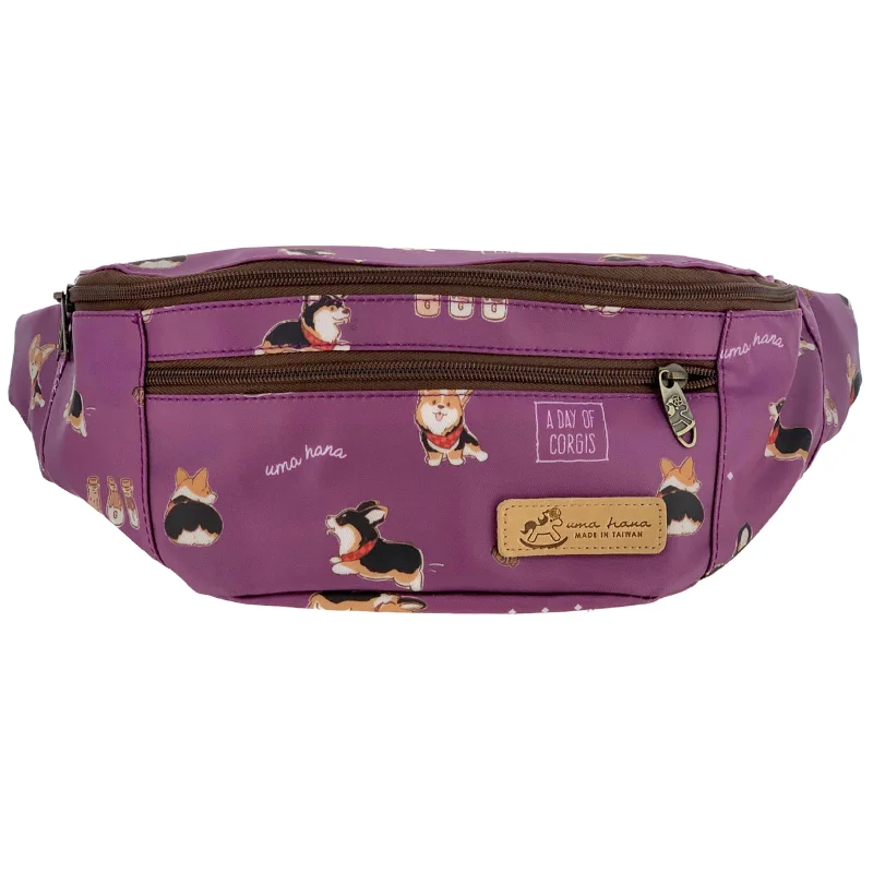 Purple Tricolor Corgi Fanny Pack Classic And Modern Handbags Now More Affordable