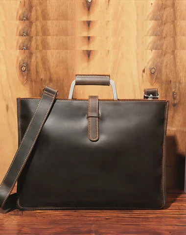 Slim Brown Leather Men's 13 inches Side Courier Bag Messenger Bag Briefcase Work Purse For Men Timeless Bags, Flash Sale