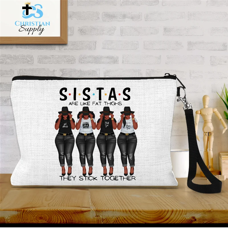 Sistas are Like Fat Thighs They Stick Together Black Wristlet Premium Handbags At Unbeatable Markdowns Sistas are Like Fat Thighs They Stick Together Black Wristlet Premium Handbags At Unbeatable Markdowns