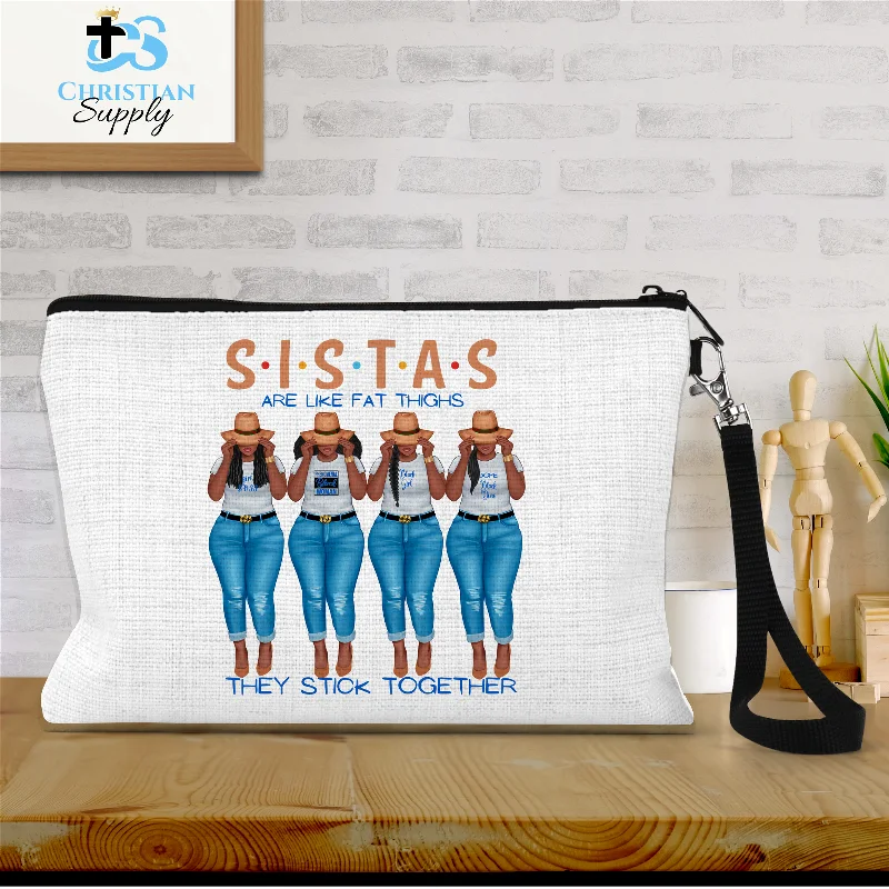 Sistas are Like Fat Thighs They Stick Together Blue Wristlet Fashionable Handbags At Must-Have Prices Sistas are Like Fat Thighs They Stick Together Blue Wristlet Fashionable Handbags At Must-Have Prices