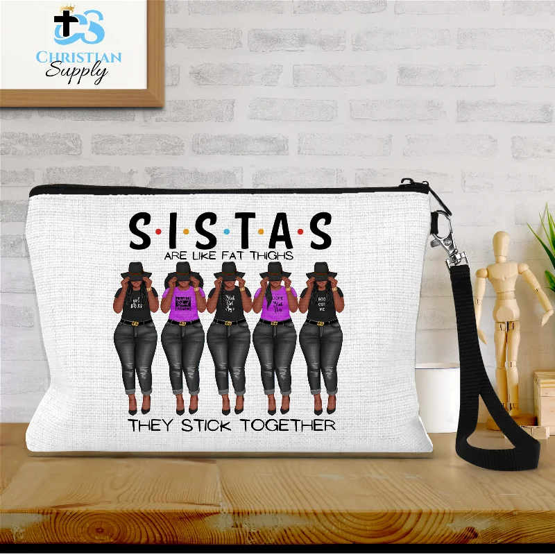 Sistas are Like Fat Thighs They Stick Together Purple Wristlet Handbag Deals For Every Occasion Sistas are Like Fat Thighs They Stick Together Purple Wristlet Handbag Deals For Every Occasion