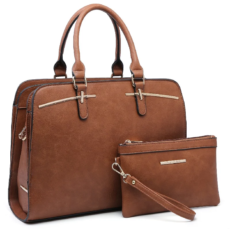 Two-Tone Vegan Leather Textured Handbag with Matching Wallet l Dasein Unmissable Deals On Everyday Handbags Two-Tone Vegan Leather Textured Handbag with Matching Wallet l Dasein Unmissable Deals On Everyday Handbags