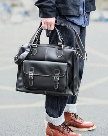 Handmade Black Mens Leather Briefcase Work Handbag Dark Brown 14'' Computer Briefcase For Men Trendy Handbags, Limited-Time Sale Handmade Black Mens Leather Briefcase Work Handbag Dark Brown 14'' Computer Briefcase For Men Trendy Handbags, Limited-Time Sale