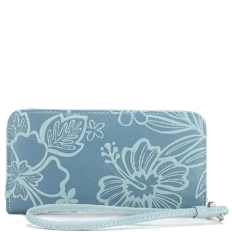Wallet Kaylee Cherry Blossom Embossed Blue Affordable Elegance, Grab Yours Now