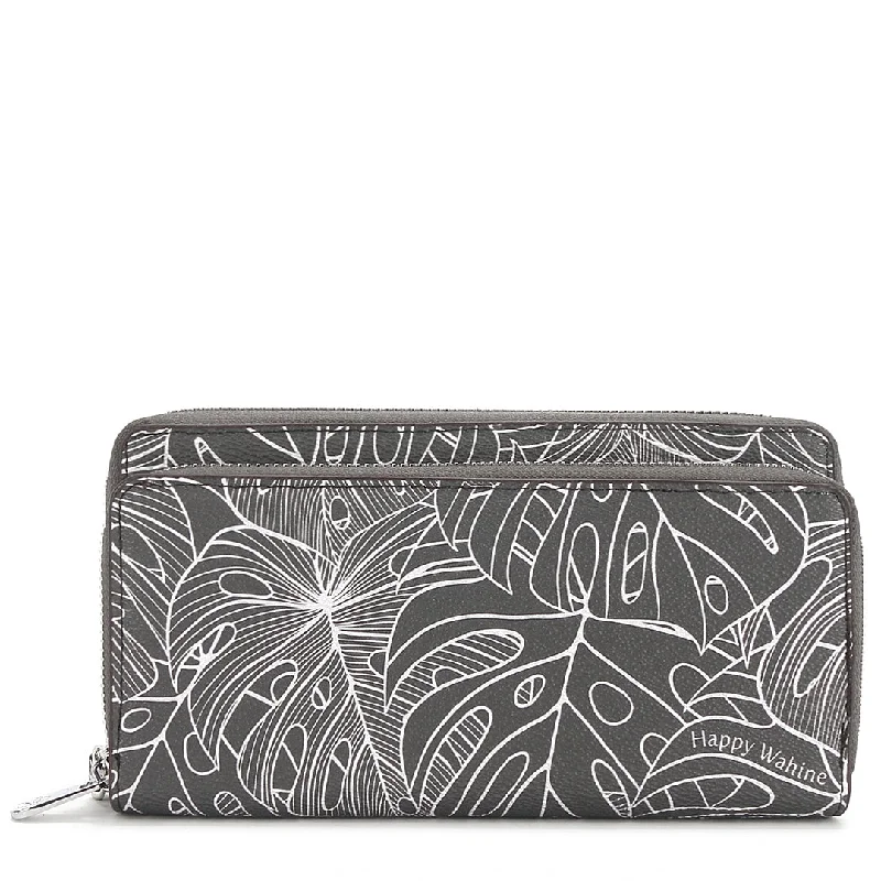 Wristlet Allison Monstera Lines Grey Stylish Bags, Unbeatable Prices