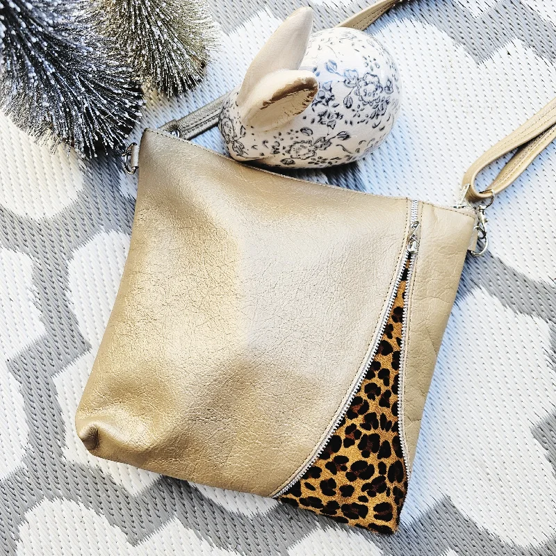 The Fabulous Genuine Leather Zipper Leopard Crossbody Bag in Metallic Gold Luxury Totes, Affordable Prices The Fabulous Genuine Leather Zipper Leopard Crossbody Bag in Metallic Gold Luxury Totes, Affordable Prices