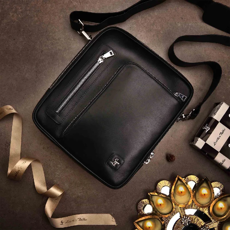 Corporate Diwali Gifts - Men's Bag IX | Leather Side Bag For Men | Colour - Black Fashionable Bags With Special Seasonal Offers Corporate Diwali Gifts - Men's Bag IX | Leather Side Bag For Men | Colour - Black Fashionable Bags With Special Seasonal Offers