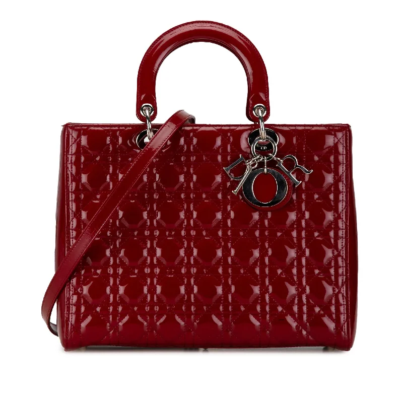 Dior Large Patent Cannage Lady Dior (SHG-CWEdfR) Premium Handbags At Unbeatable Markdowns