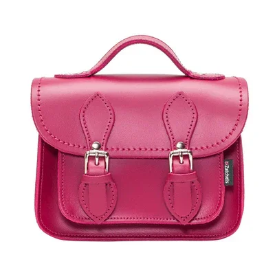 Handmade Leather Micro Satchel - Magenta