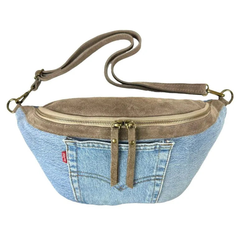 Italian Leather & Denim Sling Shoulder Bag Affordable Elegance, Grab Yours