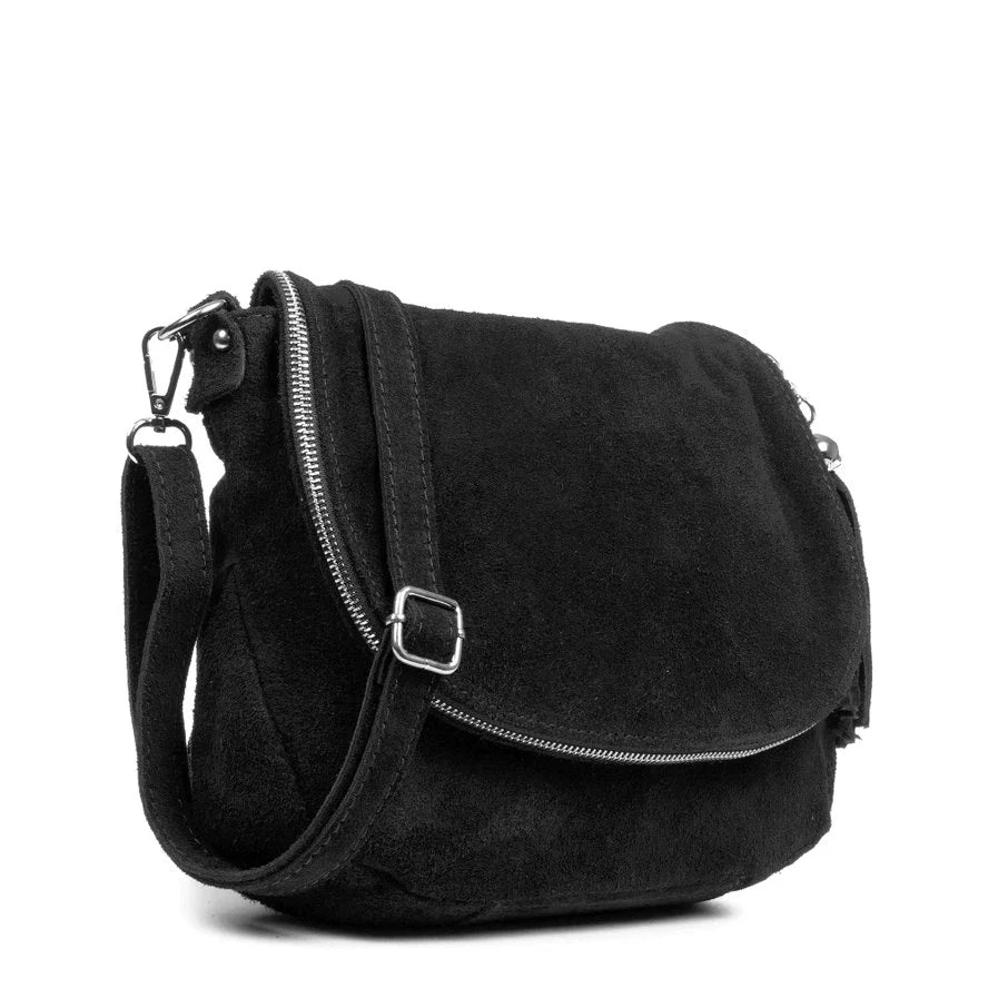 Italian Suede Leather Zippered Crossbody Don't Miss Out – Handbag Discounts