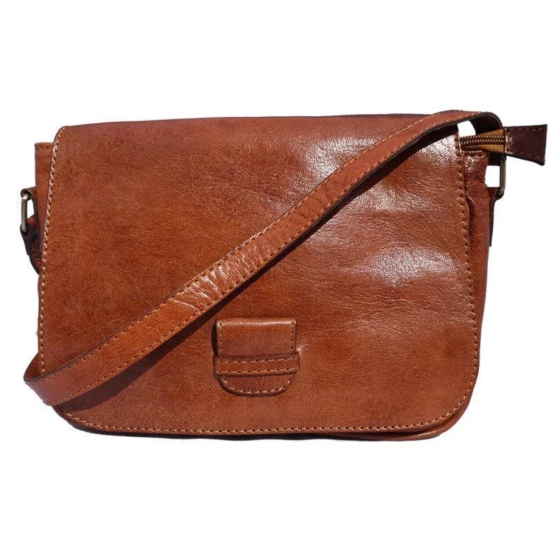 Premium Leather Square Saddle Bag - Tan Premium Quality Bags, Budget Prices