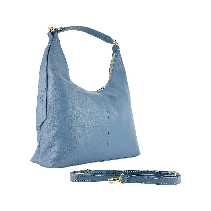 RB1017P | Soft women's shoulder bag with removable shoulder strap. Attachments with shiny gold metal snap hooks - Avio color Trendy Purses, Limited Offer RB1017P | Soft women's shoulder bag with removable shoulder strap. Attachments with shiny gold metal snap hooks - Avio color Trendy Purses, Limited Offer