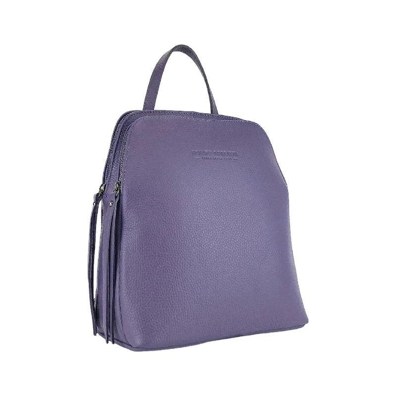 RB1018Y | Genuine Leather Double Compartment Women's Backpack with adjustable shoulder straps. Gunmetal metal accessories - Purple color Premium Handbags At Exclusive Prices RB1018Y | Genuine Leather Double Compartment Women's Backpack with adjustable shoulder straps. Gunmetal metal accessories - Purple color Premium Handbags At Exclusive Prices