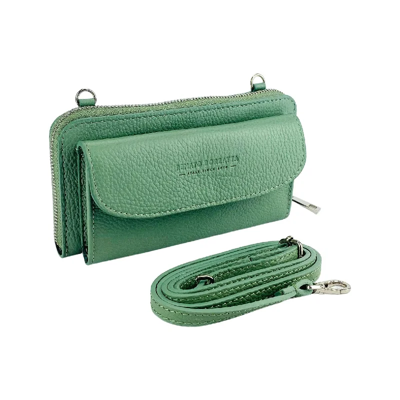 RB1020BF | P/Fogli Woman with Made in Italy Genuine Leather mobile phone holder with removable shoulder strap. Attachments with shiny nickel metal snap hooks. Mint color. Dimensions: 19.5 x 11 x 5 cm Upgrade Your Look With Our Bag Sale RB1020BF | P/Fogli Woman with Made in Italy Genuine Leather mobile phone holder with removable shoulder strap. Attachments with shiny nickel metal snap hooks. Mint color. Dimensions: 19.5 x 11 x 5 cm Upgrade Your Look With Our Bag Sale