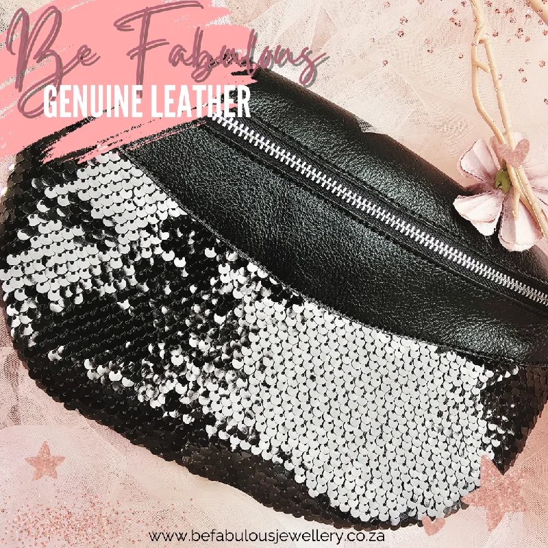 The Fabulous Genuine Leather Moon Bag in Black with Sequins Elegant Bags With Limited Stock Available The Fabulous Genuine Leather Moon Bag in Black with Sequins Elegant Bags With Limited Stock Available
