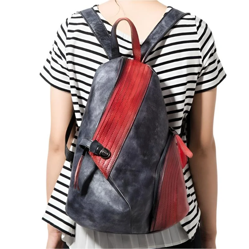 Women Men Genuine Leather Backpack Color Block Daypacks Everyday Elegance At Lower Prices Women Men Genuine Leather Backpack Color Block Daypacks Everyday Elegance At Lower Prices