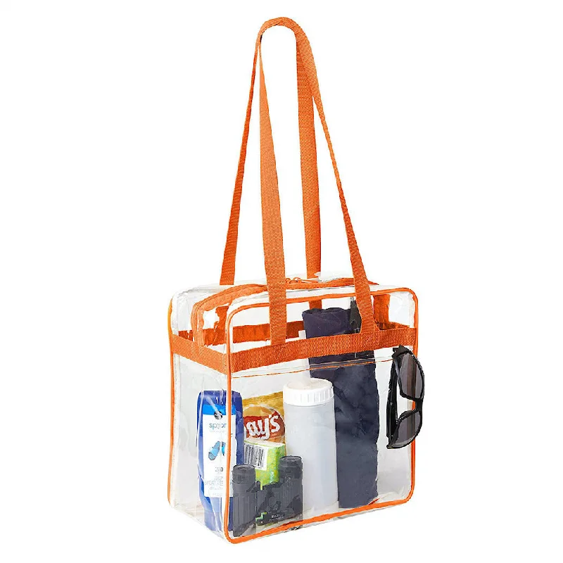 Lightweight And Functional Bags For Travel And Work 12 x 12 x 6 Stadium Bag with 35-inch Long Handles - Orange Trim (1401-ORG) Fashionable Handbags, Limited-Time Deals