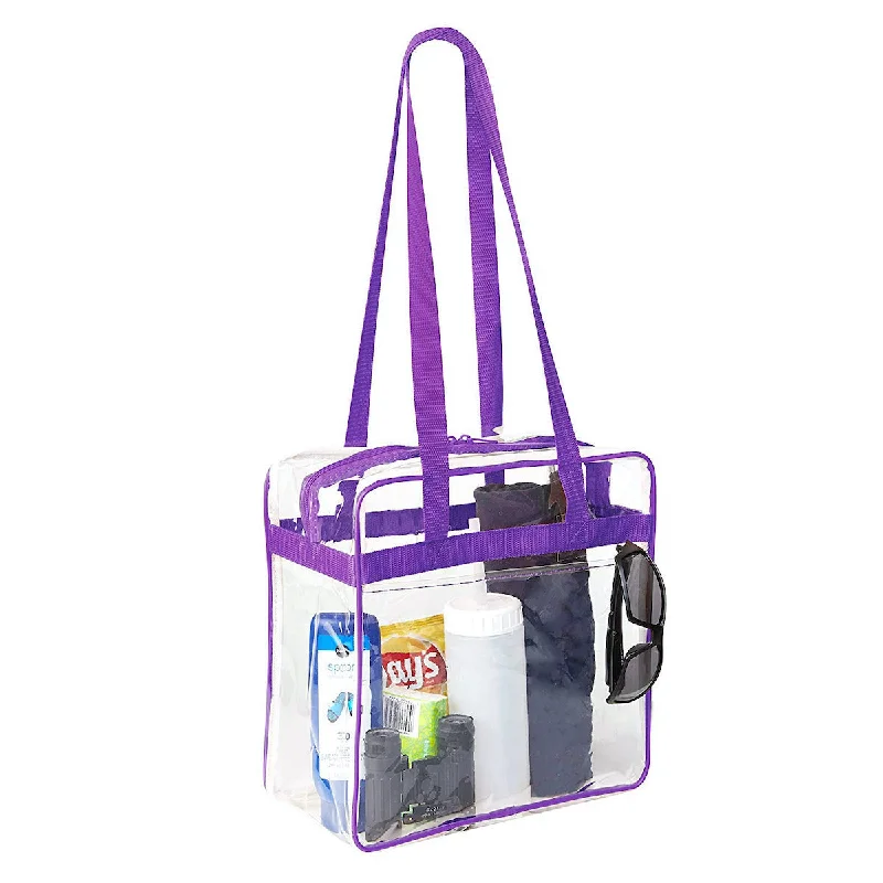 Discounted Designer Bags For Clearance Sale 12 x 12 x 6 Stadium Bag with 35-inch Long Handles - Purple Trim (1401-PUR) Trendy Handbags, Limited-Time Sale Discounted Designer Bags For Clearance Sale 12 x 12 x 6 Stadium Bag with 35-inch Long Handles - Purple Trim (1401-PUR) Trendy Handbags, Limited-Time Sale