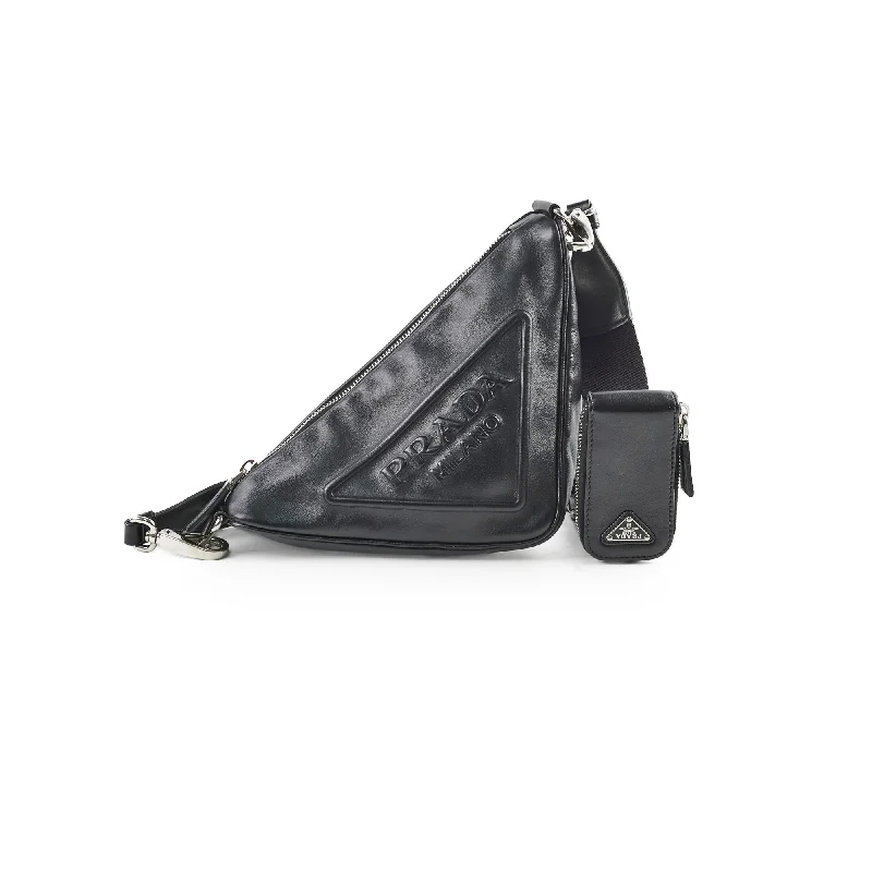 Limited Stock Prada Triangle Lambskin Crossbody Bag Black Grab Stylish Bags Before They Sell Out