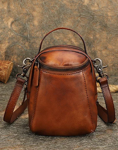 Trendy Bags For Women And Men In 2025 Best Brown Leather Womens Phone Shoulder Bag Small Handmade Handbag Purse for Ladies Stylish Totes, Exclusive Savings