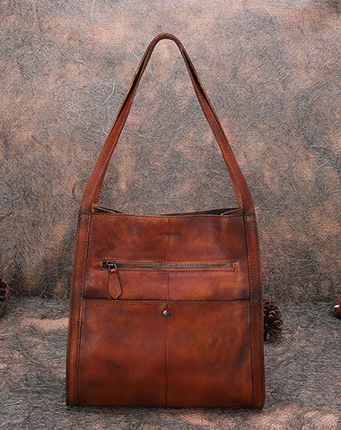 Best Brown Leather Womens Square Totes Handbag Handmade Vintage Tote Shoulder Purse for Ladies Elegant Purses, Shop & Save