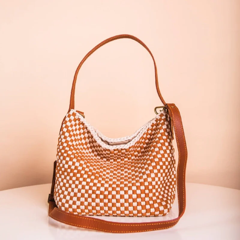 Limited Time Deal Buslo Mini Checkerboard Tan & Beige with Longer Handle Carry Elegance For Less – Best Bag Deals Here